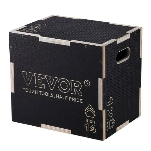 VEVOR 3-in-1-Plyometrische Sprungbox 16/14/12-Zoll-Plyobox, Sprungkasten Sprungkiste 204 kg Tragfähigkeit, Fitnessübungs-Step-Up-Box für Heimtraining, Sprungkrafttraining Schwarz Einstellbare Höhe – Bild 10