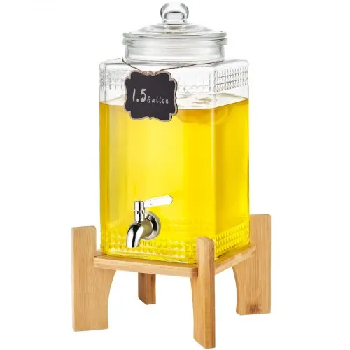 VEVOR Getränkespender, 5,5 L Getränkespender für Partys, Saftspender aus Glas mit Ständer, Zapfhahn aus Edelstahl, Eistee-Limonadensaft-Wasserspender, für Restaurants, Hotels, Partys VEVOR Getränkespender, 5,5 L Getränkespender für Partys, Saftspender aus Glas mit Ständer, Zapfhahn aus Edelstahl, Eistee-Limonadensaft-Wasserspender, für Restaurants, Hotels, Partys