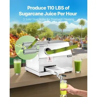 VEVOR Kommerzieller Zuckerrohr-Entsafter, 49,9kg/h Hochleistungs-Zuckerrohr-Entsafter-Maschine mit 3 Edelstahlwalzen, 6,1 cm großer Einlass, manuelle Zuckerrohr-Entsafter-Presse für den privaten/gewerb VEVOR Kommerzieller Zuckerrohr-Entsafter, 49,9kg/h Hochleistungs-Zuckerrohr-Entsafter-Maschine mit 3 Edelstahlwalzen, 6,1 cm großer Einlass, manuelle Zuckerrohr-Entsafter-Presse für den privaten/gewerb