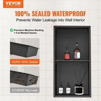 VEVOR Wandnische 10×33,02×63,5cm Duschnische Edelstahl Nische Doppellagig 100 % Wasserdicht Nischeneinbau 0-40°C Betriebstemperatur 92°-Inneneckdesign Ideal für Badezimmer Schlafzimmer Arbeitszimmer VEVOR Wandnische 10×33,02×63,5cm Duschnische Edelstahl Nische Doppellagig 100 % Wasserdicht Nischeneinbau 0-40°C Betriebstemperatur 92°-Inneneckdesign Ideal für Badezimmer Schlafzimmer Arbeitszimmer
