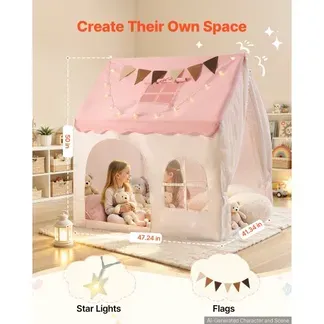 VEVOR Spielhaus Kinderzelt Spielzelt Kinderspielhaus 1200x1050x1270 mm Pink, für Kleinkinder, mit PVC-Rahmen, Gepolsterter Matte Sternenlichtern, Tragetasche, Flagge & Atmungsaktivem Fenster VEVOR Spielhaus Kinderzelt Spielzelt Kinderspielhaus 1200x1050x1270 mm Pink, für Kleinkinder, mit PVC-Rahmen, Gepolsterter Matte Sternenlichtern, Tragetasche, Flagge & Atmungsaktivem Fenster