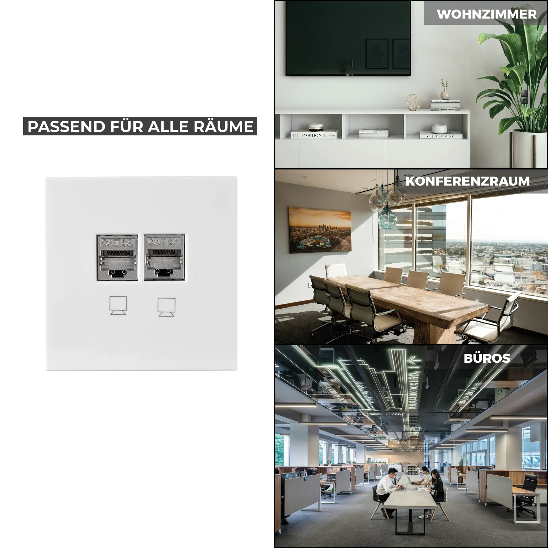 Netzwerk-Dose McPower ''Shallow'' CAT6A, UP, weiß, vollgeschirmt – Bild 5