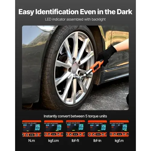 VEVOR digitaler Drehmomentschlüssel Set mit 3/8 Zoll Antrieb (6,7–135 Nm) 72 Zähne ±2 % präziser elektronischer Drehmomentschlüssel mit voreingestelltem Wert & LED-Benachrichtigung Autoreparatur – Bild 2