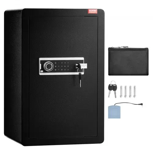 VEVOR Safe Tresor mit feuerfester Geldtasche, Einzeltür-Safe 99 L, 2 Trennwände, digitaler Möbeltresor mit Schlüssel und Code, Wertsachenbox für Geld, Schmuck und Medikamente, Geldtresor Schwarz – Bild 8