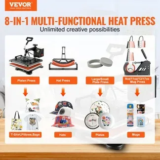 VEVOR Transferpresse 8 in 1 Heißpresse Maschine 38 x 30 cm T-Shirt Presse Maschine Hitzepresse Maschine DIY Heißpresse mit Digitaler LED-Temperatur- VEVOR Transferpresse 8 in 1 Heißpresse Maschine 38 x 30 cm T-Shirt Presse Maschine Hitzepresse Maschine DIY Heißpresse mit Digitaler LED-Temperatur-