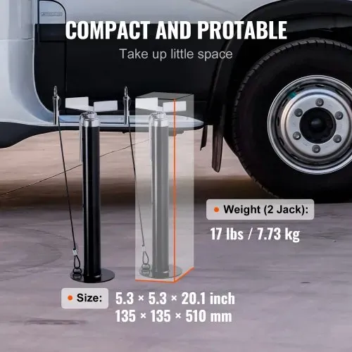 VEVOR 2 Stk.Ausziehbares Stützenset Wohnmobile 2,27 t Jeder, Höhenverstellbar 500–1230 mm Stützung, 2 mm Dicke Stahlrohre für Anhänger, Wohnmobile usw. Silber Wohnwagen-Zubehör Wahrung der Stabilität – Bild 5