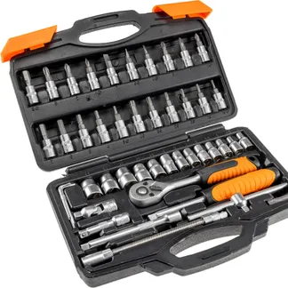 Steckschlüssel- und Bitsatz, 46 teilig 1/4 Zoll Knarre, Chrom Vanadium Steckschlüssel- und Bitsatz, 46 teilig 1/4 Zoll Knarre, Chrom Vanadium