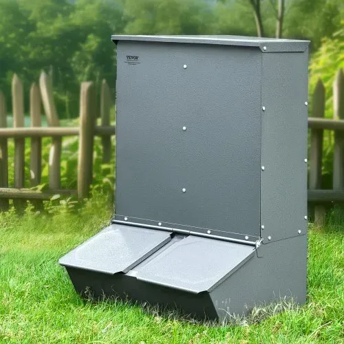 VEVOR Futterspender, 3,7 Scheffel Fassungsvermögen, Futterbox mit Doppeltür, Hochleistungs-Futtertrog aus Stahl, Schweinefutterautomat, Heuraufe für Außenbereich, Zum Füttern von bis zu 8 Schweinen – Bild 7