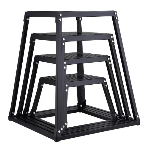 VEVOR 4-teilige Plyometrische Sprungboxen, 305/458/609/762 mm Plyometric Box Schwarz, Rutschfestes Fitness-Übungs-Step-Up-Box-Set für Heim-Fitness-Training, Konditions-Krafttraining, Jump Training – Bild 9