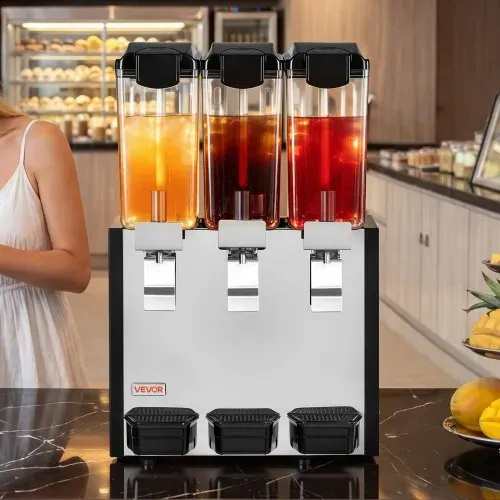 VEVOR Elektrischer Getränkespender 3 x 10 L 7-12 °C Saftspender PC-Behälter, für Restaurants, Hotels, Bars und Kioske, mit Rührstab für Gleichmäßige Durchmischung, Druckschalter und Auffangschale – Bild 7
