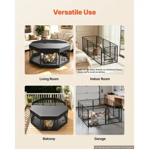 VEVOR Welpenauslauf Metall Welpenlaufstall 61 cm 8-tlg. Deckel & Bodenmatte, Spielplatz für Kleine Hunde Katzen & Andere Kleintiere Faltbar Durch die Verschiedenen Formen Vielfältig Einsetzbar – Bild 5