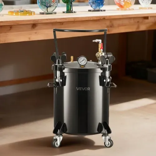 VEVOR Druckbehälter für Sprühfarbe, 20 L Drucktank aus Stahl mit 2 Anschlüssen (EU/AU) für Heimgebrauch Heimwerkerarbeiten Kunstkreationen, Farbbehälter mit großem Durchmesser & 4 Rollen – Bild 7