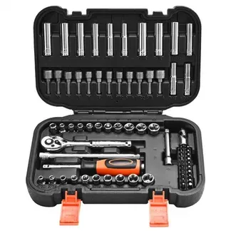 VEVOR Steckschlüsselsatz Ratschensatz 70-tlg. 6,4-mm-Antrieb, SAE und metrisch, tief und flach, Mechaniker-Werkzeugsatz mit Bits Zubehör Aufbewahrungskoffer, CR-V-Legierungsstahl, für Autoreparatur VEVOR Steckschlüsselsatz Ratschensatz 70-tlg. 6,4-mm-Antrieb, SAE und metrisch, tief und flach, Mechaniker-Werkzeugsatz mit Bits Zubehör Aufbewahrungskoffer, CR-V-Legierungsstahl, für Autoreparatur