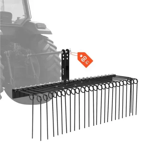 VEVOR Rasentraktor Rechen 150 cm, Rasenstriegel mit 26 Federzinken, Rasenlüfter für Traktoren der Kategorie 1, Vertikutierer mit 3-Punkt-Aufhängung, Traktoranbaugerät für Laub & Kiefernnadeln VEVOR Rasentraktor Rechen 150 cm, Rasenstriegel mit 26 Federzinken, Rasenlüfter für Traktoren der Kategorie 1, Vertikutierer mit 3-Punkt-Aufhängung, Traktoranbaugerät für Laub & Kiefernnadeln