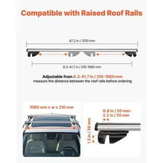 VEVOR 2 x Dachgepäckträger Dachquerträger mit 75 kg Tragkraft, Passend für Erhöhte Dachreling, 210–1060 mm Relingabstand, Abschließbare Querträger für Gepäck Kanus Transportkörbe, Dachträger VEVOR 2 x Dachgepäckträger Dachquerträger mit 75 kg Tragkraft, Passend für Erhöhte Dachreling, 210–1060 mm Relingabstand, Abschließbare Querträger für Gepäck Kanus Transportkörbe, Dachträger