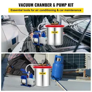 VEVOR Vakuumpumpe Unterdruckpumpe Vakuumkammer-Kit 19L 142L/min 1/3PS 1-stufig VEVOR Vakuumpumpe Unterdruckpumpe Vakuumkammer-Kit 19L 142L/min 1/3PS 1-stufig