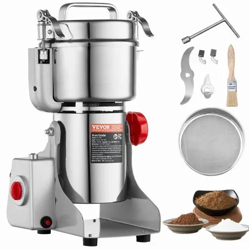 VEVOR 750g elektrische Getreidemühle, Hochgeschwindigkeits-Gewürzmühlen mit 2000 W, Pulverisiermaschine aus Edelstahl, für trockene Körner, Gewürze, Müsli, Kaffee, Mais, Pfeffer, Schwenktyp VEVOR 750g elektrische Getreidemühle, Hochgeschwindigkeits-Gewürzmühlen mit 2000 W, Pulverisiermaschine aus Edelstahl, für trockene Körner, Gewürze, Müsli, Kaffee, Mais, Pfeffer, Schwenktyp