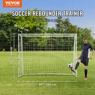 VEVOR Fußball Rebound Netze Tragbares Prellwand Fußball 242 x 92 x 184 cm, Rebounder Fußball Rückprallnetz Eisenrohr & PE-Netz Kinder & Jugendliche Verstellbar Fußballtor Rebounder Kicker Weiß VEVOR Fußball Rebound Netze Tragbares Prellwand Fußball 242 x 92 x 184 cm, Rebounder Fußball Rückprallnetz Eisenrohr & PE-Netz Kinder & Jugendliche Verstellbar Fußballtor Rebounder Kicker Weiß