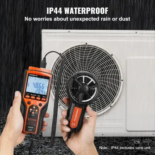 VEVOR 4 in 1 Anemometer 100,8MPH Luftgeschwindigkeitsmesser 168x75x36mm Windmesser IP44 Windmessgerät Windstärkemesser MAX/MIN/AVG/CU-Windgeschwindigkeitsdaten Geschwindigkeitsmessgerät – Bild 5