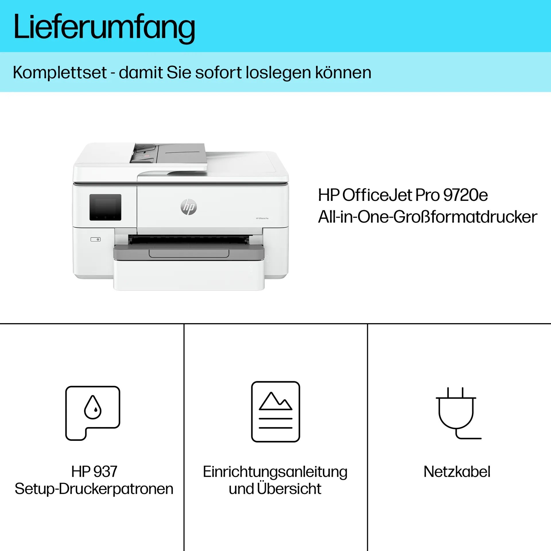 HP OfficeJet Pro 9720e Wireless All-in-One Farbe Drucker, Beidseitiger Druck; Kopierer, Scanner – Bild 5
