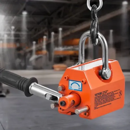 VEVOR Lasthebemagnet Kranmagnet (100 kg Tragfähigkeit, 250 kg Zugkraft, -40 bis 80 ℃), Handgesteuertes Gabelanheben Magnetlifter Magnetheber Gelb Neodymium Lifting Magnet Werkzeug – Bild 7