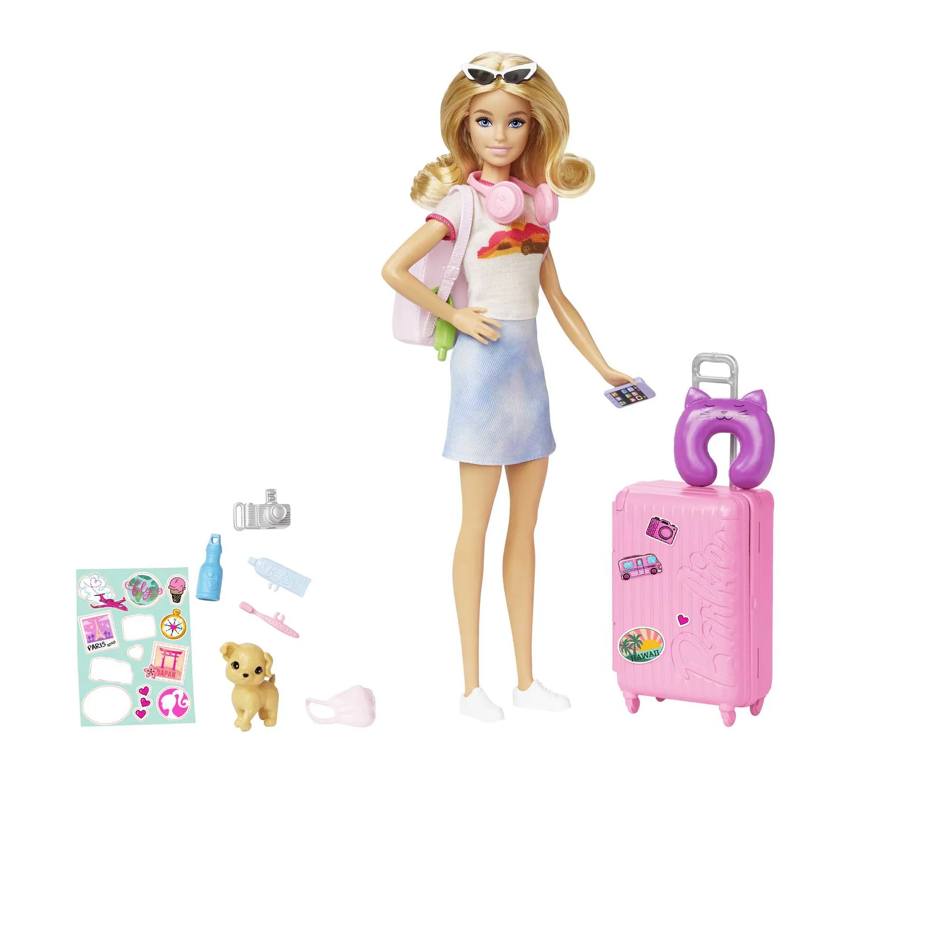 Barbie Dreamhouse Adventures Reise-Puppe (blond), Anziehpuppe mit Hund & Urlaubs-Zubehör – Bild 5