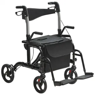 VEVOR 2-in-1 Rollator und Transportstuhl zusammenklappbare Rollator-Rollstuhl-Kombination und Fußstützen leichter Aluminium-Rollator mit verstellbarem Griff All-Terrain-Räder 136 kg Schwarz VEVOR 2-in-1 Rollator und Transportstuhl zusammenklappbare Rollator-Rollstuhl-Kombination und Fußstützen leichter Aluminium-Rollator mit verstellbarem Griff All-Terrain-Räder 136 kg Schwarz