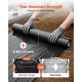 VEVOR Polyethylenfolie 1,83×30,48m Gartenfolie 0,1mm Unkrautvlies Schwarz, Kunststoffrolle für Gartenarbeit Abdeckplane Malerplane Abdeckfolie für Kriechkeller Dampfsperre Unkrautbekämpfung VEVOR Polyethylenfolie 1,83×30,48m Gartenfolie 0,1mm Unkrautvlies Schwarz, Kunststoffrolle für Gartenarbeit Abdeckplane Malerplane Abdeckfolie für Kriechkeller Dampfsperre Unkrautbekämpfung
