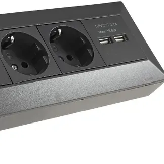 4-fach Steckdosenblock+2x USB, anthrazit 250V~/ 16A, Aufbaumontage, USB 3,1A 4-fach Steckdosenblock+2x USB, anthrazit 250V~/ 16A, Aufbaumontage, USB 3,1A