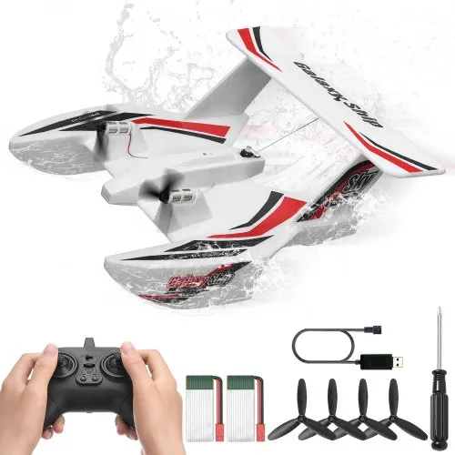 VEVOR RC-Flugzeug, 2,4 GHz 3-Kanal-Fernsteuerungsflugzeug mit 6-Achsen-Gyrostabilisator, flugbereites Amphibienflugzeug-Spielzeug mit 2 Batterien, leicht zu fliegendes RC-Segelflugzeug für Erwachsene, Kinder, Anfänger und Jungen VEVOR RC-Flugzeug, 2,4 GHz 3-Kanal-Fernsteuerungsflugzeug mit 6-Achsen-Gyrostabilisator, flugbereites Amphibienflugzeug-Spielzeug mit 2 Batterien, leicht zu fliegendes RC-Segelflugzeug für Erwachsene, Kinder, Anfänger und Jungen