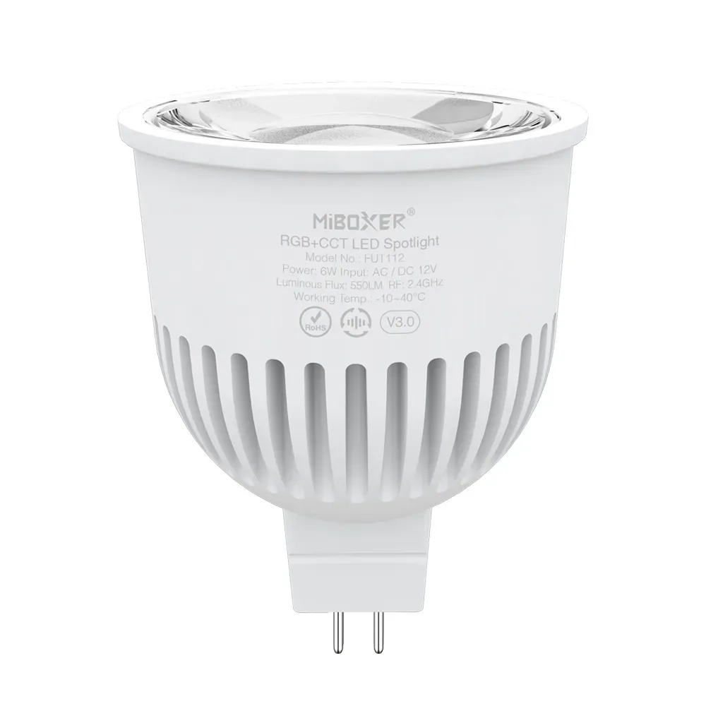 MiBoxer FUT112 LED Retrofit Gx 5,3/MR16 6W (RGB-CCT) 2,4 GHz smooth dim MiBoxer FUT112 LED Retrofit Gx 5,3/MR16 6W (RGB-CCT) 2,4 GHz smooth dim
