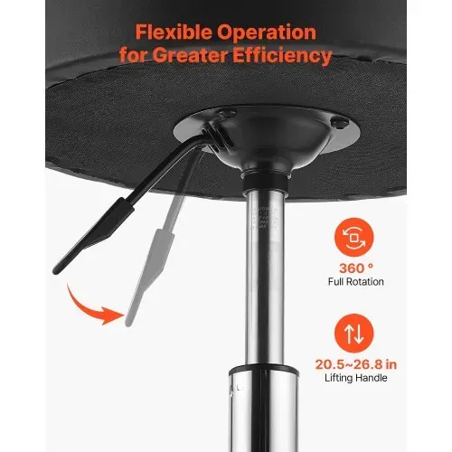 VEVOR Rollhocker 226,8 kg, Bürohocker mit PU-Rolle, Drehhocker Höhenverstellbar, Ergonomischer Sitz aus PU-Leder mit Dicker Polsterung, 360° Drehbar, für Salon, Klinik & Arztpraxis, 2er-Set – Bild 3