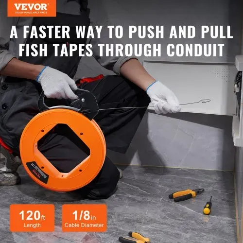 VEVOR Einziehband, 36 m x 3,1 mm, Kabel Einziehhilfe mit optimiertem Gehäuse & Griff, Einziehspirale Einziehdraht Tool, Drahteinziehwerkzeug für Wände & elektrische Leitungen, nicht leitfähig VEVOR Einziehband, 36 m x 3,1 mm, Kabel Einziehhilfe mit optimiertem Gehäuse & Griff, Einziehspirale Einziehdraht Tool, Drahteinziehwerkzeug für Wände & elektrische Leitungen, nicht leitfähig