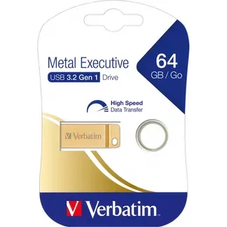 USB 3.2 Stick Verbatim, 64GB, Metal Executive, Gold USB 3.2 Stick Verbatim, 64GB, Metal Executive, Gold