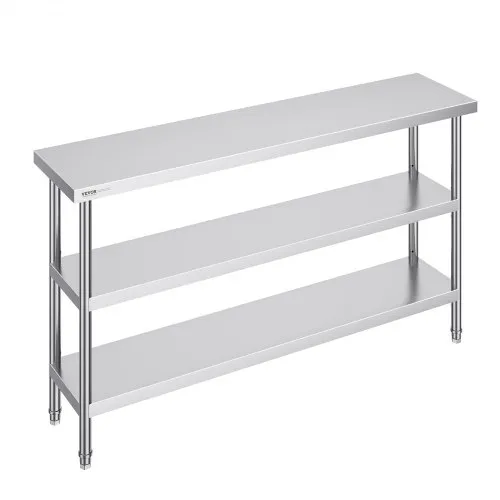VEVOR Lebensmittel-Zubereitungstisch aus Edelstahl, gewerblicher Küchenarbeitstisch, mit 2 verstellbaren Unterregalen, Zubereitungstisch für Grill, Küche, Zuhause und Garage 356 x 1524 x 864 mm VEVOR Lebensmittel-Zubereitungstisch aus Edelstahl, gewerblicher Küchenarbeitstisch, mit 2 verstellbaren Unterregalen, Zubereitungstisch für Grill, Küche, Zuhause und Garage 356 x 1524 x 864 mm