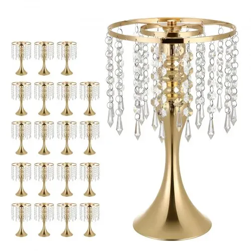 VEVOR 20 Stk. Hochzeitsvasen Tafelaufsatz Blumenvasen für Hochzeit 33,5 cm Hoch, Metall Tafelaufsatz Vasen mit Blumenständern Kristalldeko, Tischvase für Hochzeiten Party Jubiläumsfeier Zeremonie, Gold – Bild 8