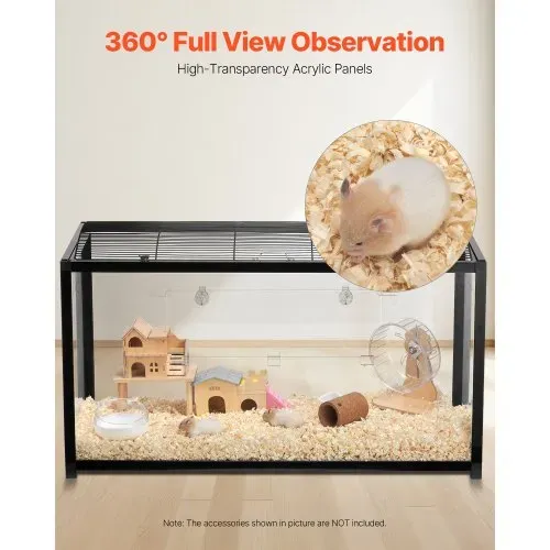 VEVOR Hamsterkäfig, 360°-Sicht, transparenter Hamsterlebensraum, Kleintierkäfig, 96x47x55 cm, belüfteter Mäusekäfig mit Vordertür, Rattenkäfig, tragbares Hamsterhaus für Ratten, Meerschweinchen – Bild 4