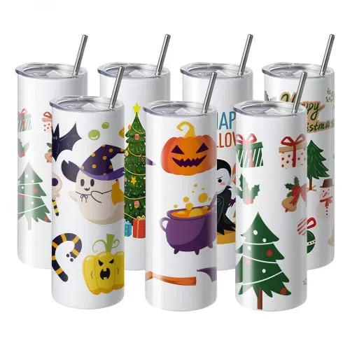 VEVOR 16er-Pack gerade Sublimationsbecher, 567 g Blanko-Becher, Edelstahl-Doppelwandbecher mit Strohhalm, Deckel, Bürste, Boden, Schrumpffolie, Geschenkbox, für Wärmepresse und Wärmeübertragung – Bild 8