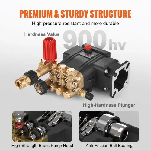 VEVOR Hochdruckreinigerpumpe, 3/4-Zoll-Welle, Triplex-Kolben, 3300PSI, 3GPM, Ersatz-Hochdruckreinigerpumpen-Set, Teile-Waschmaschinenpumpe, kompatibel mit Simpson MorFlex-Modellen 40224, 40225, 40226 – Bild 3