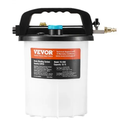 VEVOR Bremsenentlüfter Set 3 L Bremsflüssigkeitsabsauger mit 1 L Siphon-Nachfüllflasche und 13 Schlauchverbindern, komplettes Bremsflüssigkeitsentlüfter mit verlängertem Silikonschlauch und Griff – Bild 10