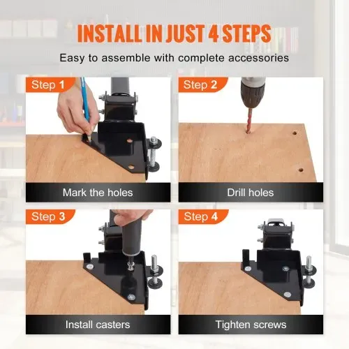VEVOR Mobiler Sockel, 181,4 kg, Einstellbar von 241,3 x 241,3 mm bis unendlich, Robuster Universal-Mobilständer mit Schwenkrädern für Holzbearbeitungsgeräte, Bandsägen, Elektrowerkzeuge, Maschinen – Bild 4