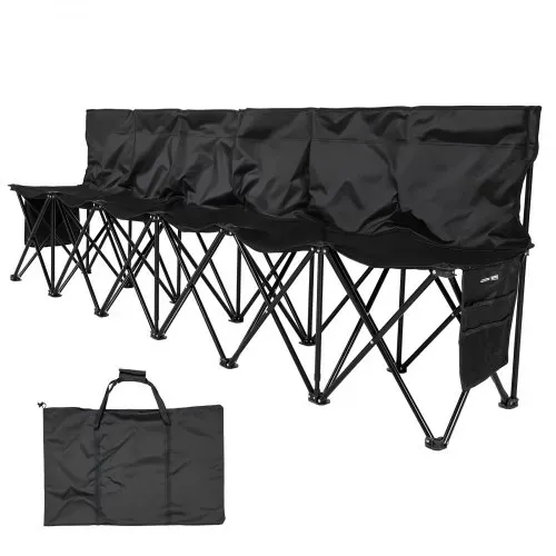 VEVOR tragbare Mannschaftsbank Sitzbank Campingbank (6 Personen) mit Seitentaschen & Tragetasche & Rückentasche, Klappbank mit Rückenlehne, Seitenbank für Fußball Baseball Outdoor Schwarz – Bild 8