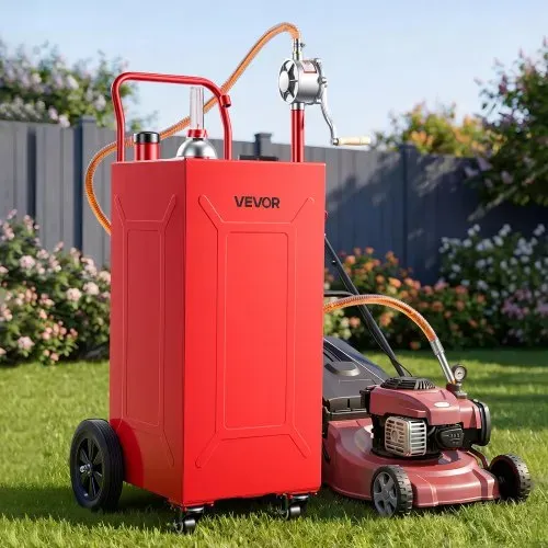 VEVOR 132,5L Kraftstofftrolley Mobile Tankanlage mit Manueller Pumpe Rot, Tragbarer Kraftstoffbehälter für Auto Rasenmäher ATV, Mit 4 Rollen & Ölstandsanzeige, Für Benzin & Diesel, Kohlenstoffstahl – Bild 7