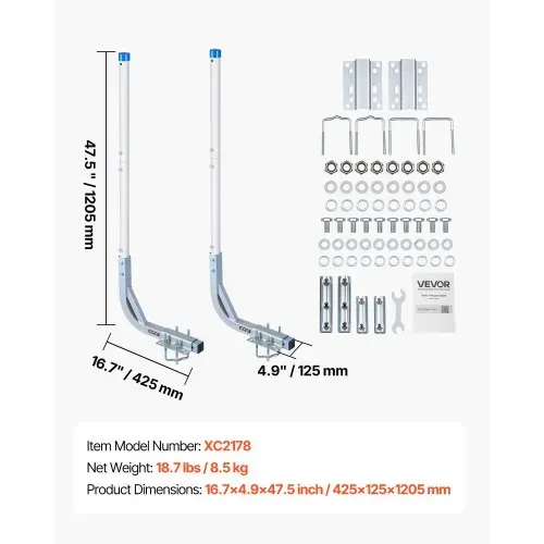 VEVOR Bootsanhängerführung 775 mm / 1205 mm, 0-10 cm Einstellbare Breite, Anhängerführung aus Hochfestem Stahl mit PVC-Rohren, Passend für Skiboote Kompakte Fischerboote Kleine Segelboote – Bild 6