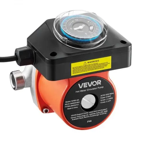 VEVOR Umwälzpumpe mit Timer, 38 LPM Umwälzpumpensystem mit sofortiger Zirkulation, 100 W AC 220–240 V, Heizungspumpe G3/4 Zoll auf G1/2 Zoll Anschluss, für Boiler, Warmwasserbereitung – Bild 9