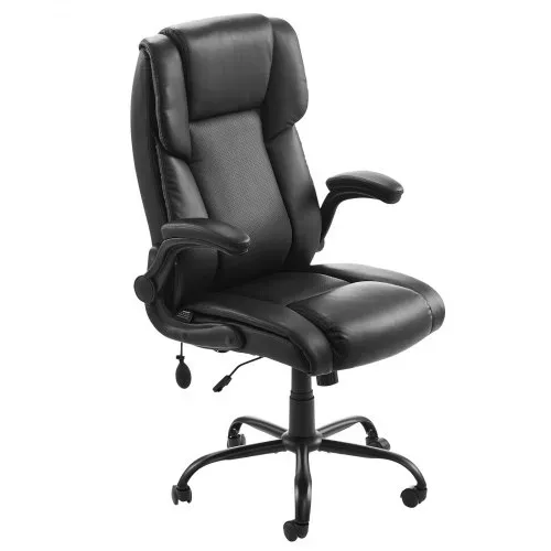 VEVOR Chefsessel Bürostuhl Drehstuhl mit hoher Rückenlehne & Lendenwirbelstütze & klappbaren Armlehnen, ergonomischer Schreibtischstuhl mit Neigung & Höhe, für Arbeit Arbeitszimmer Spielen – Bild 9