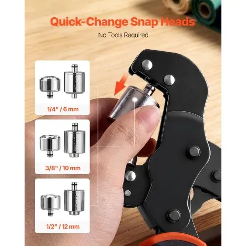 VEVOR Ösenzange 900 tlg. Set Ösen 6mm 10mm 12mm Magnetische Ösenpresse, Ösenstanze aus Stahl mit Magnetkopf Rutschfester Griff Geeignet für Leder Planen Schuhe Bastelarbeiten & Stoff – Bild 5