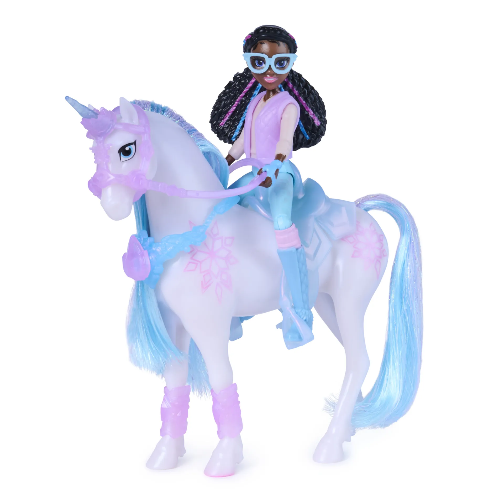 Unicorn Academy - Glacier’s Gemstone-Abenteuer mit Layla, ca. 12 cm Originalfiguren zur Netflix Serie mit 13 Zubehörteilen im Eis-Magie Design, für fantasievolles Rollespiel – Bild 4