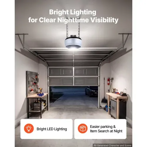 VEVOR Garagentorantrieb 600 N Garagentoröffner Ultraleiser Riemenantrieb, für Private Garagen, 4-tlg. Schienensystem, 2 Handsender & LED-Beleuchtung, Ein-Tasten-Bedienung im Fahrzeug, Schwarz & Weiß – Bild 5