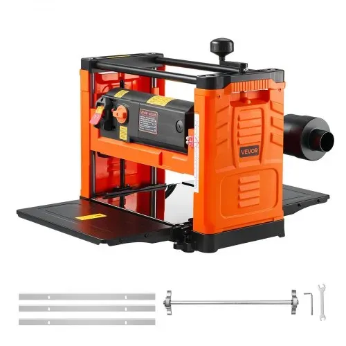 VEVOR Dickenhobel, 2 Gang, 330 mm breiter Arbeitstisch, Hobelmaschine, drei Klingen, 2000 W, 23500 U/min, leistungsstarker Motor, Doppelrollen, Überrollschutz, Holzbearbeitung für Hart- & Weichholz – Bild 8